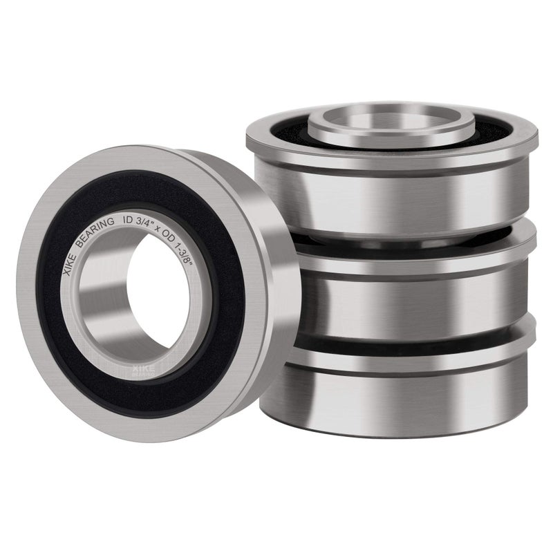 XiKe 4 Pcs Flanged Ball Bearings ID 3/4" x OD 1-3/8", Applicable Lawn Mower, Wheelbarrows, Carts & Hand Trucks Wheel, Replacement for 9040H, 532009040, 532124959, 91334, 491334MA, 5920H, 9040HR,9040N. - Image 1